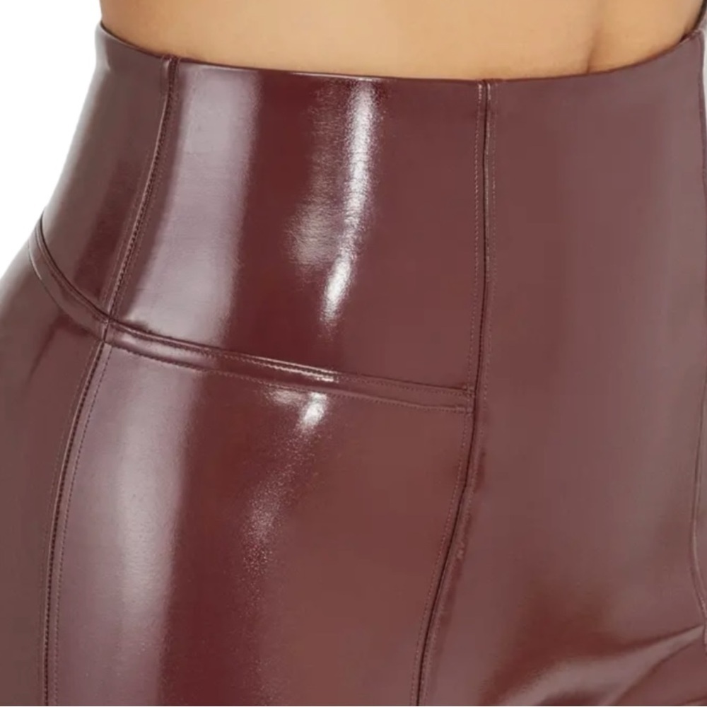 Spanx‎ Faux Patent Leather Leggings Large Burgundy Ruby - Picture 5 of 14